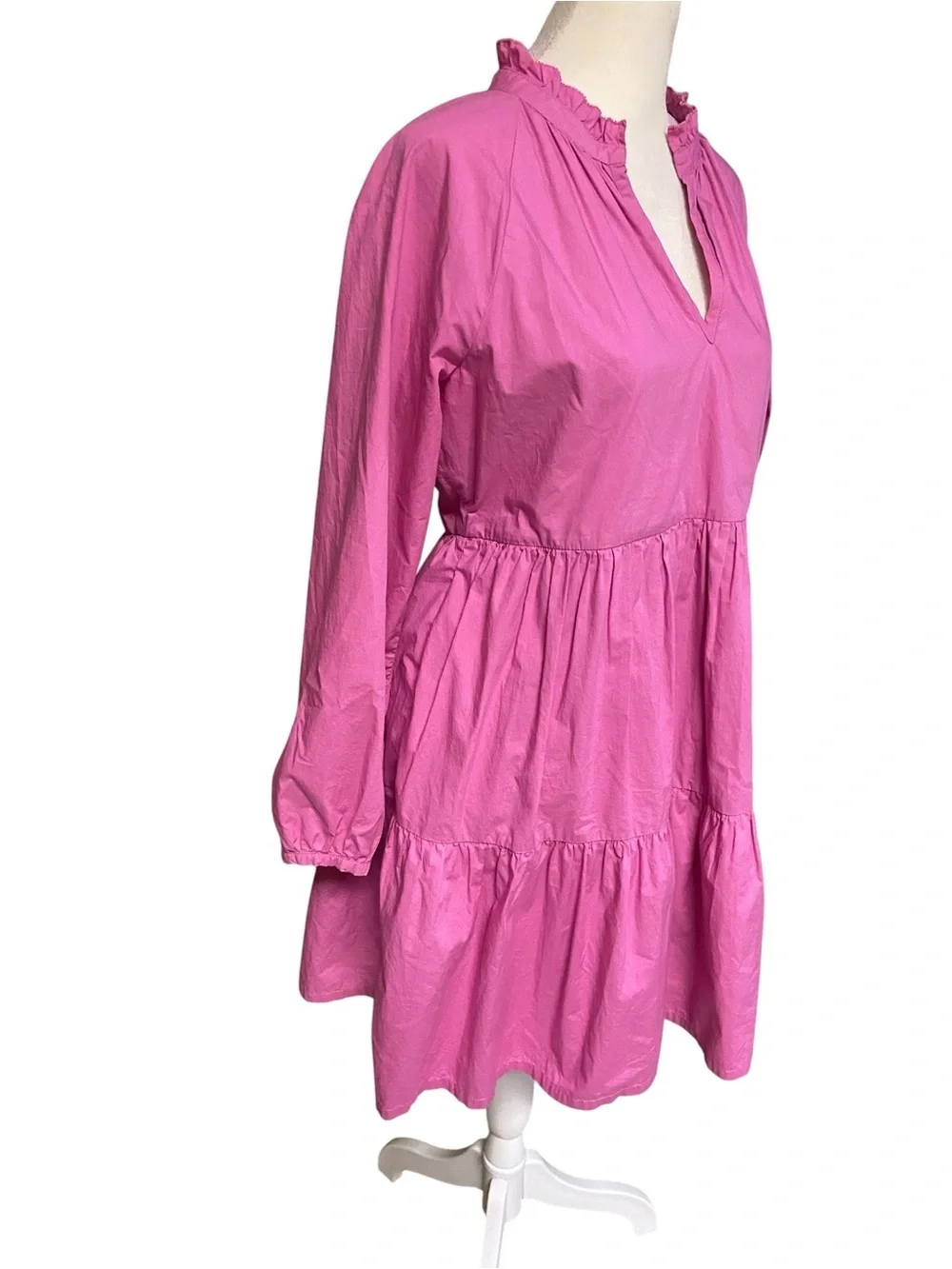 J Crew Pink Poplin Tiered Dress Size S Lined Pockets Barbiecore Feminine